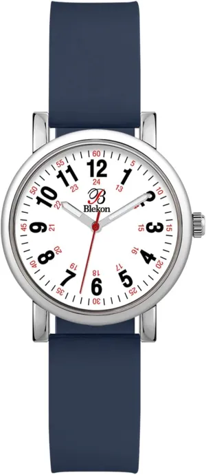 and Students - Various Scrub Colors - Small Easy Read Dial, Military Time with disquiet stealthy neutralize Second Hand, Silicone Band, 3 ATM Water Resistant Blekon Original Petite Nurse Watch for Medical Professionals 