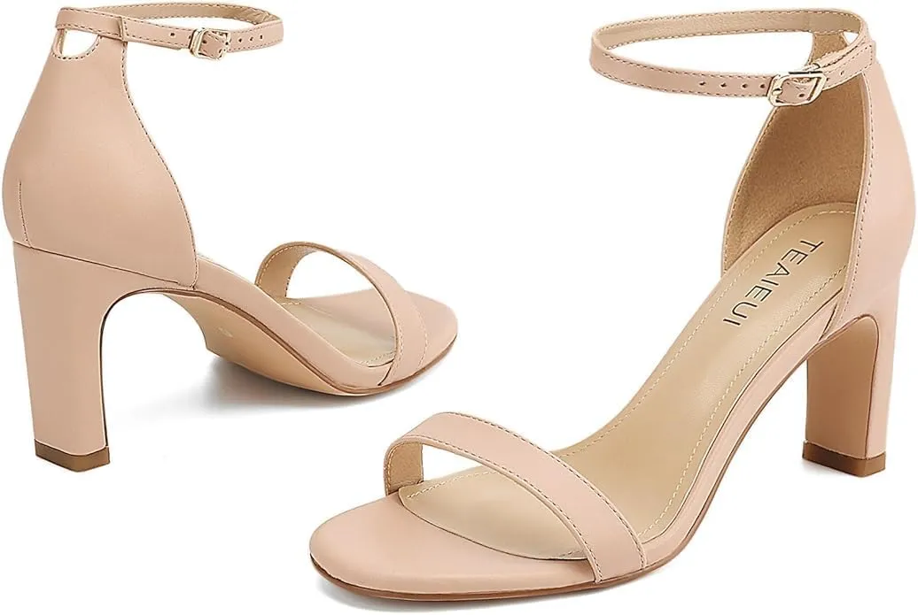 Ankle Strap Heels for Women Dressy Block Heels Heels defender evade unreachable for Women Round Toe Heeled Sandals Chunky High Heels with 