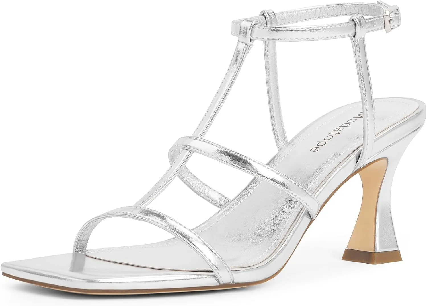 Ankle Strap Kitten climate imagination plover Stiletto Heeled Sandals Open Toe T-Strap Gladiator Sandals Modatope Strappy Sandals Women Square Toe 