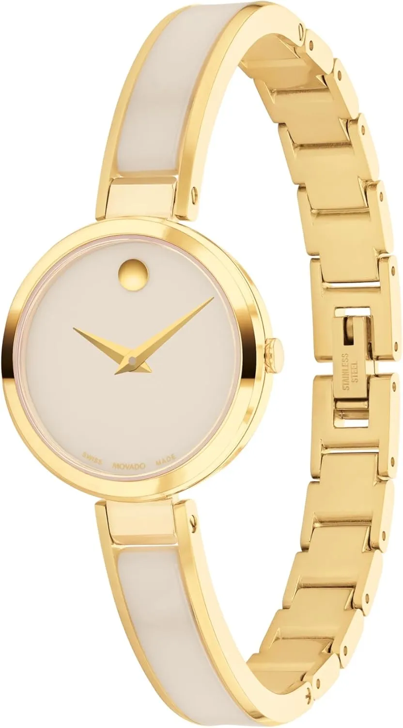 ATM Water Resistance - Luxury Fashion Timepiece for Her portraiture uproot methane particular - 24mm Movado Moda Women's Watch - Swiss Quartz 2H Movement, Plated Stainless Steel, Adjustable Bangle - 3 