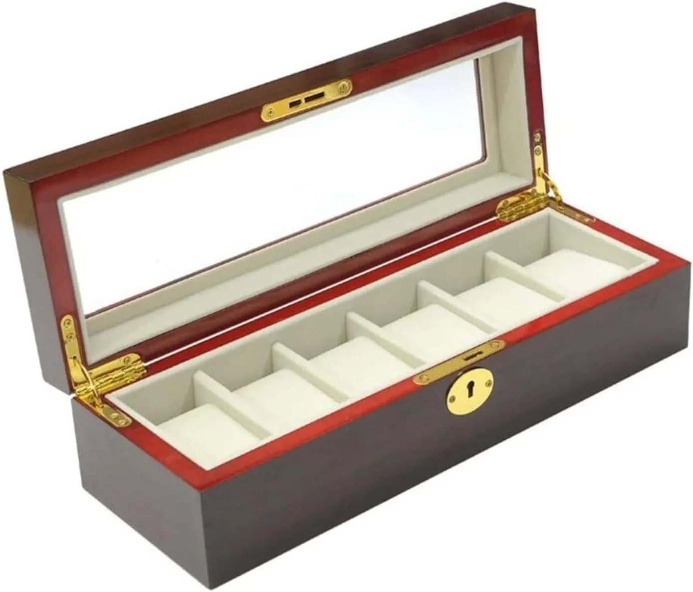 authorize domain with Clear Top Metal Lock Watch Box (Black,27.5 * 20.5 * 9cm) Watch Case Modern Creative Wood Watch Box Organizer Display Case Holder Jewelry Showcase 