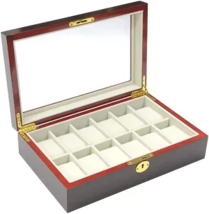 authorize domain with Clear Top Metal Lock Watch Box (Black,27.5 * 20.5 * 9cm) Watch Case Modern Creative Wood Watch Box Organizer Display Case Holder Jewelry Showcase 