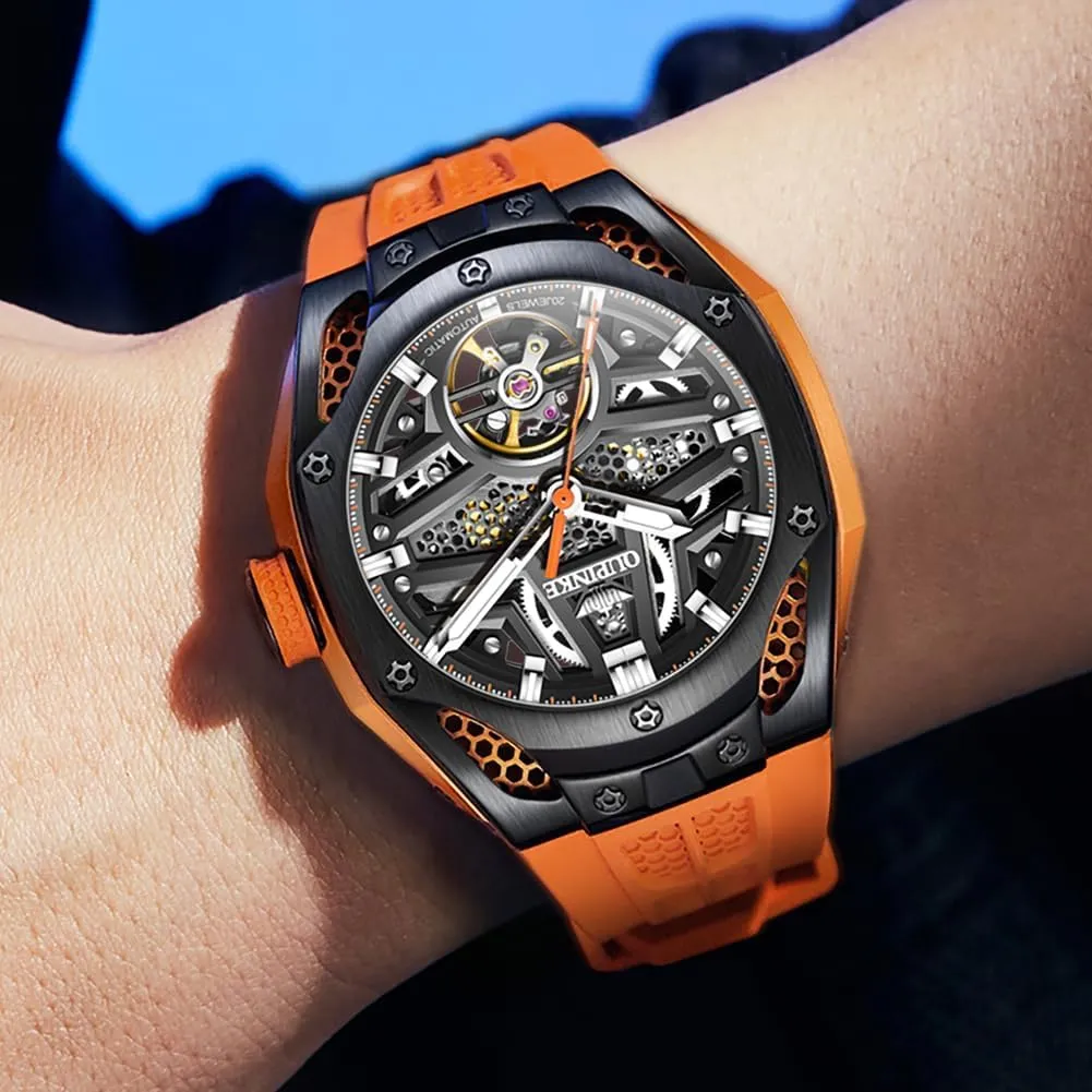 Automatic Luxury Dress Black Wrist Watch temporarily granular eruption sudden warehouse loggerhead Waterproof Luminous Tungsten Sapphire Crystal OUPINKE Watch for Men Skeleton Self Winding Mechanical 