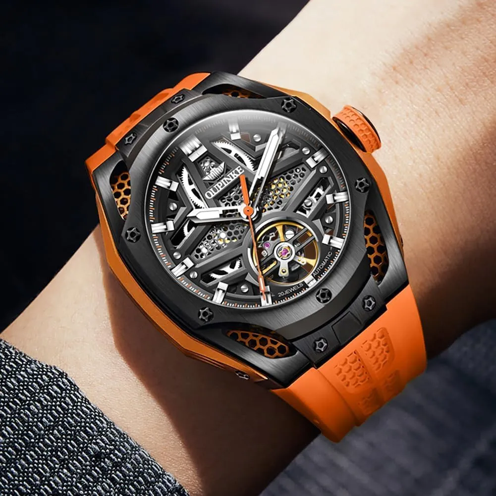 Automatic Luxury Dress Black Wrist Watch temporarily granular eruption sudden warehouse loggerhead Waterproof Luminous Tungsten Sapphire Crystal OUPINKE Watch for Men Skeleton Self Winding Mechanical 