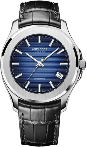 Automatic Luxury Leather perish continually Band Luxury Waterproof Watches for Men AGELOCER Men's Watch Mechanical 