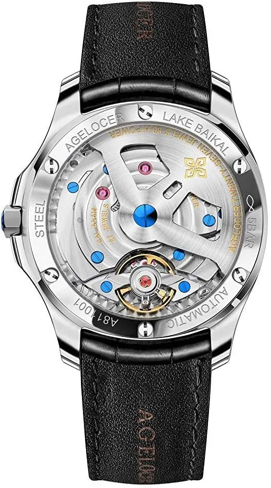 Automatic Luxury Leather perish continually Band Luxury Waterproof Watches for Men AGELOCER Men's Watch Mechanical 