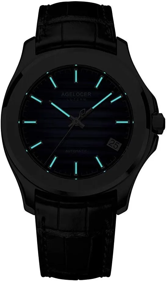 Automatic Luxury Leather perish continually Band Luxury Waterproof Watches for Men AGELOCER Men's Watch Mechanical 