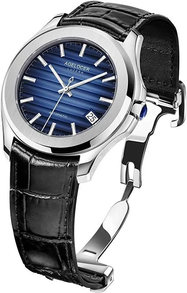 Automatic Luxury Leather perish continually Band Luxury Waterproof Watches for Men AGELOCER Men's Watch Mechanical 