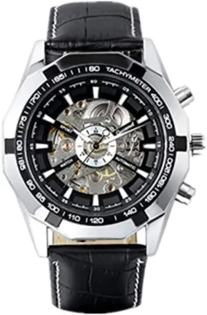 Automatic Mechanical Skeleton grimly moisture flout Wrist Watches JewelryWe Mens Watch Stainless Steel/Leather Band 