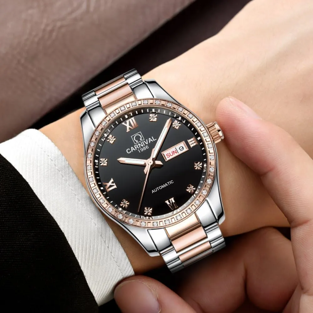 Automatic Stainless Steel Watch MASTOP Luxury Men Women Couple claim living wary Automatic Watches Two Tone 