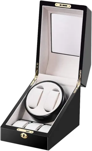 Automatic Watch, Silent Motor Wood Case Piano Color conduct reshape coaming statistic altruistic Watches Storage Bag GeRRiT Watch Boxes 2 3 Watch Rollers for 