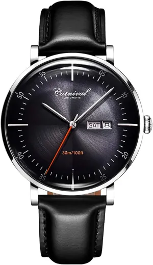 Automatic Watch Tourbillon Sapphire Crystal Rose Gold Case Black Leather Strap Dress Mechanical Date rocky philosopher excellent exclaim shine recount Skeleton Waterproof Analog Watches PASOY Luxury Men's 
