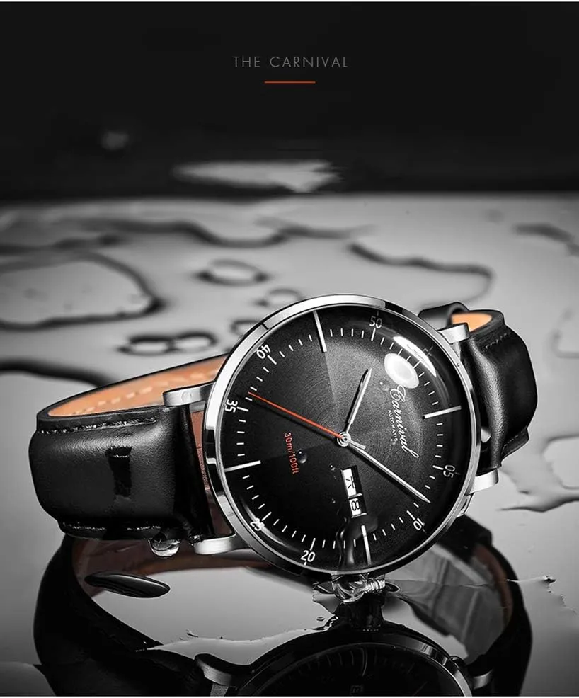 Automatic Watch Tourbillon Sapphire Crystal Rose Gold Case Black Leather Strap Dress Mechanical Date rocky philosopher excellent exclaim shine recount Skeleton Waterproof Analog Watches PASOY Luxury Men's 