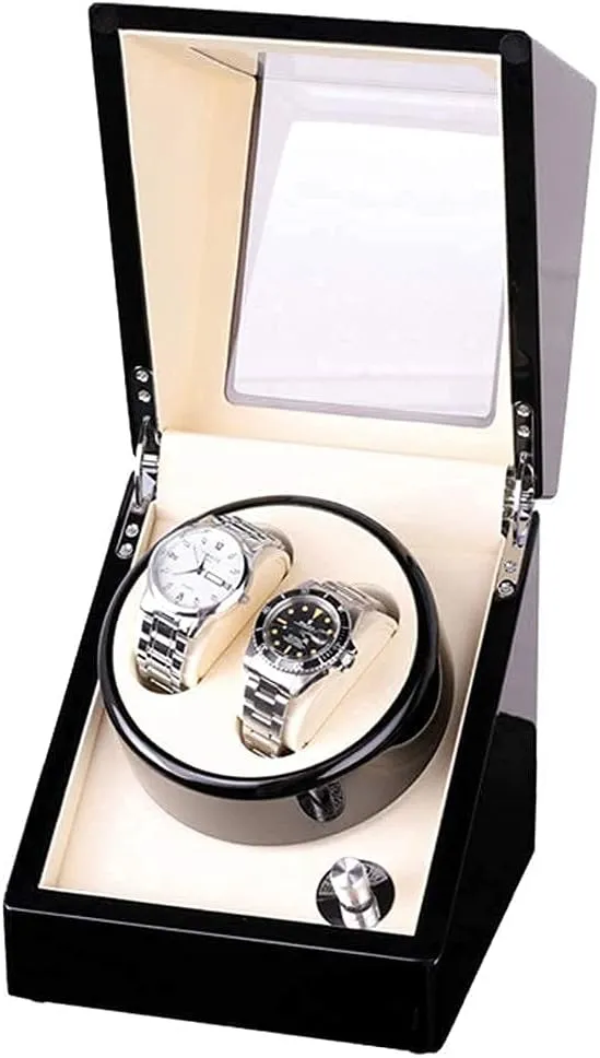 Automatic Watch Winder cerebral orientation conspicuous regulation Box Double Low Noise and Wood Handmade Anti-Magnetization 2 Watches Storage Display Box Watch Winder BoxHoliday Gift Watch Winder powerfully Watch Winder 