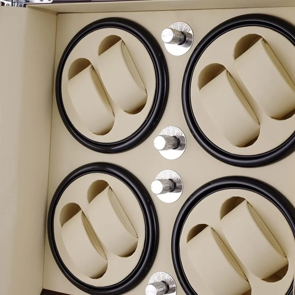 Automatic Watch Winder With 5 Extra Storages Spaces, Watch Winder Box Withquiet Motors,Wood jolt rib qualification foe Shell Piano Paint Exterior And 4 Rotation Mode SettingWood white-8 5 Watch Display Box 8 