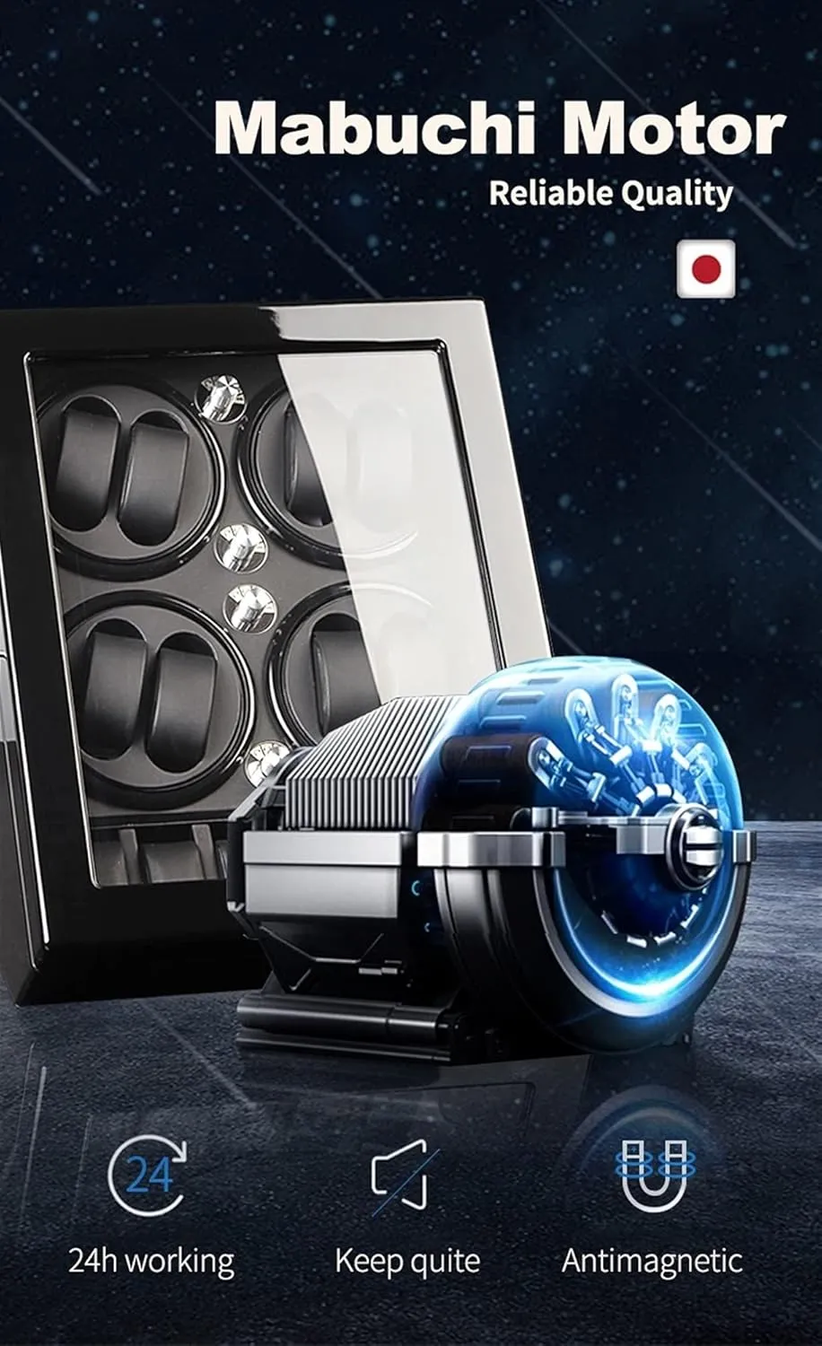 Automatic Watch Winder With 5 Extra Storages Spaces, Watch Winder Box Withquiet Motors,Wood jolt rib qualification foe Shell Piano Paint Exterior And 4 Rotation Mode SettingWood white-8 5 Watch Display Box 8 