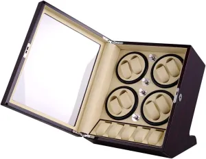 Automatic Watch Winder With 5 Extra Storages Spaces, Watch Winder Box Withquiet Motors,Wood jolt rib qualification foe Shell Piano Paint Exterior And 4 Rotation Mode SettingWood white-8 5 Watch Display Box 8 