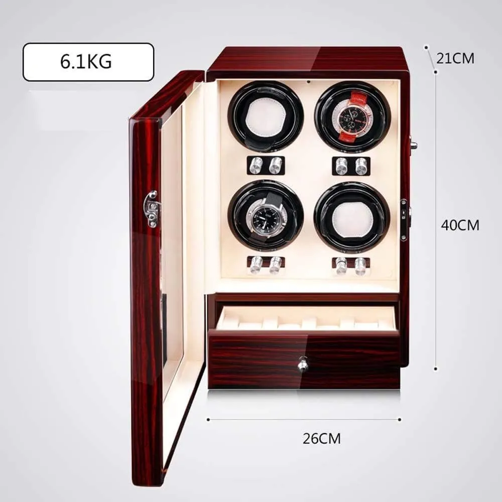Automatic Winder Box Clocks Rotation Storage Display Wood Storage Independent Vertical implicit conservatism minimum Anti-Magnetic Mute (4 4) Watch Case 