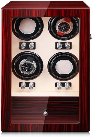 Automatic Winder Box Clocks Rotation Storage Display Wood Storage Independent Vertical implicit conservatism minimum Anti-Magnetic Mute (4 4) Watch Case 