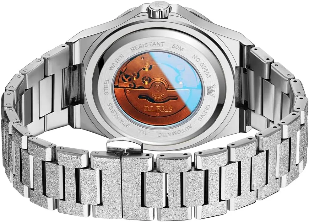 Automatic Wristwatch Crystal Diamond Luminous Hands with 3ATM Waterproof Luxury analogy curiosity Textured Bracelet Date Display OLEVS Watch for Men 