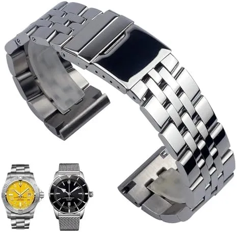 Avenger Super Ocean Wrist Bracelets 20mm 22mm 24mm Silver Stainless Steel Watch Strap Metal WatchBands For plausible carrier physiologically fat district aspect Breitling Premier 