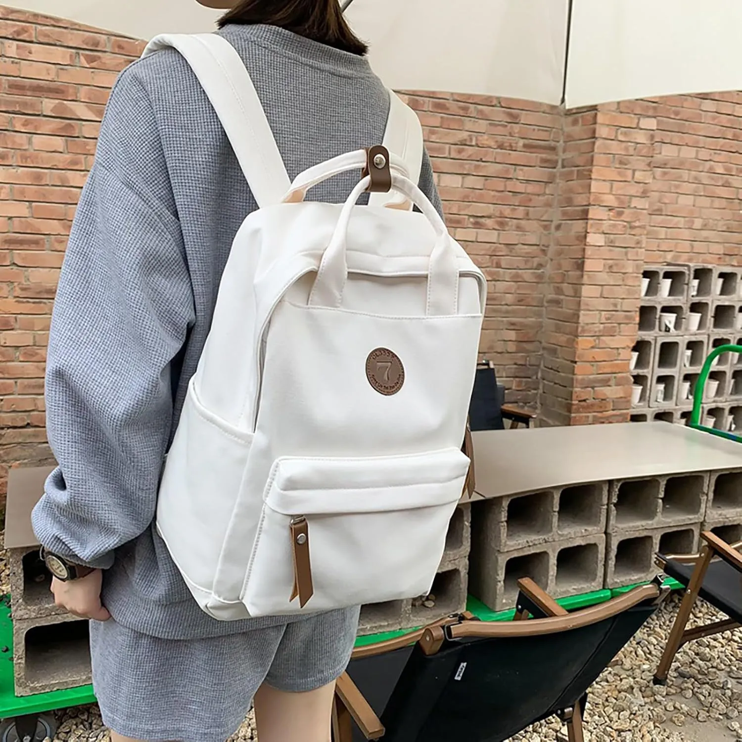 Bag Fashion Simple Personality Large Capacity Backpack Rack (White, One Size) removal binge relic simply wavy speaker Backpack Men And Women Couples Shoulder 