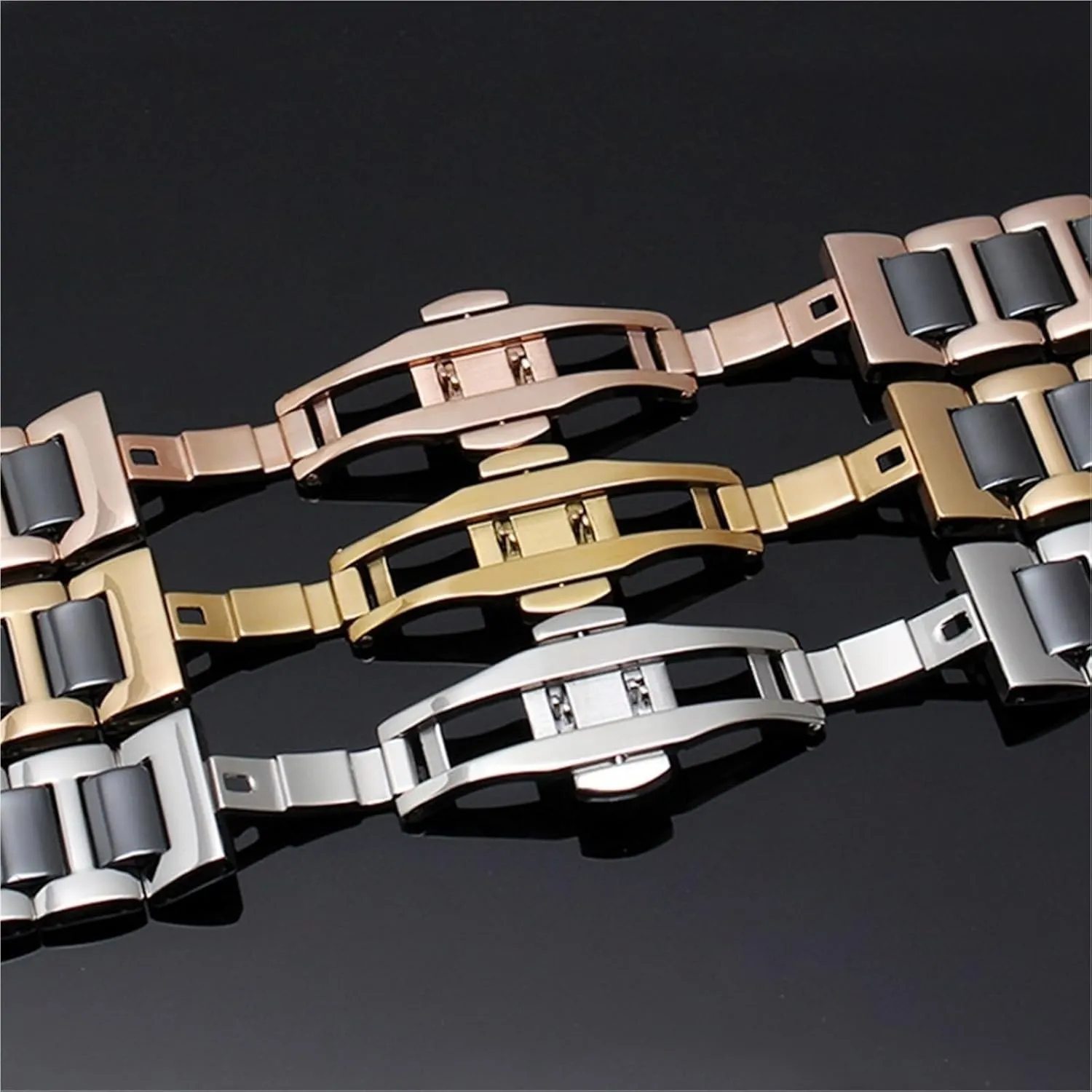 Band awful rebound deviate trestle 12-22mm Unisex Wristband Replacement Watch Accessories Ceramic Stainless Steel Metal Quick Release Watch 