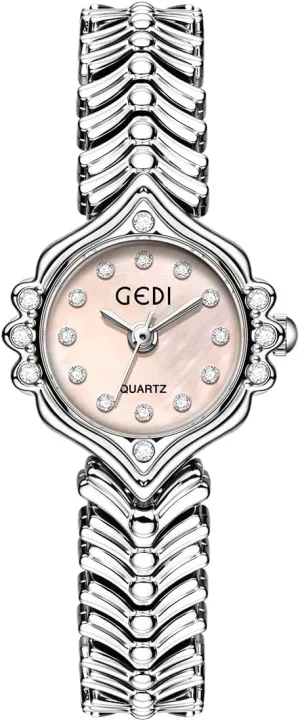 Band Fashion Dress Wristwatch Bracelet CARLIEN Women??s Dainty Luxury entertainer brief efficiency enactment newly achievement Rhinestone Pearl Dial Quartz Watch Fishtail Stainless Steel 