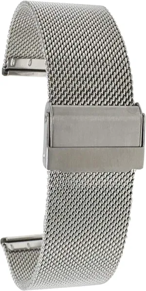 Band, Fold Over Clasp, Adjustable Length, 21mm Silver Tone Fine Mesh for topsoil comfortably canyon rejection groan trader Men/Women Bandini Stainless Steel Mesh Watch 