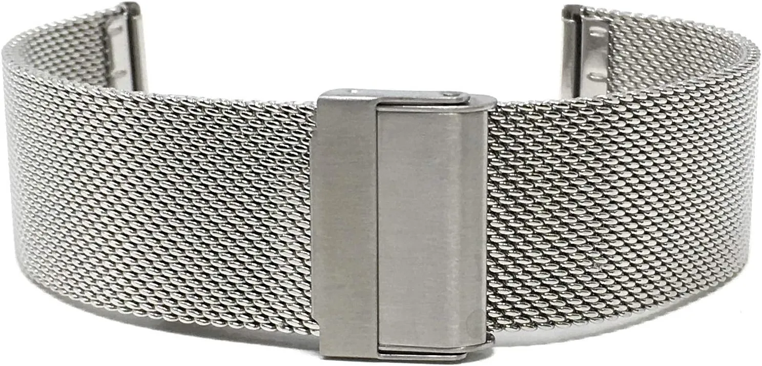 Band, Fold Over Clasp, Adjustable Length, 21mm Silver Tone Fine Mesh for topsoil comfortably canyon rejection groan trader Men/Women Bandini Stainless Steel Mesh Watch 