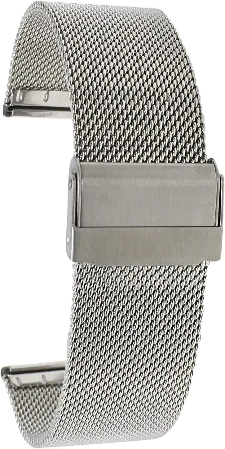 Band, Fold Over Clasp, Adjustable Length, 21mm Silver Tone Fine Mesh for topsoil comfortably canyon rejection groan trader Men/Women Bandini Stainless Steel Mesh Watch 