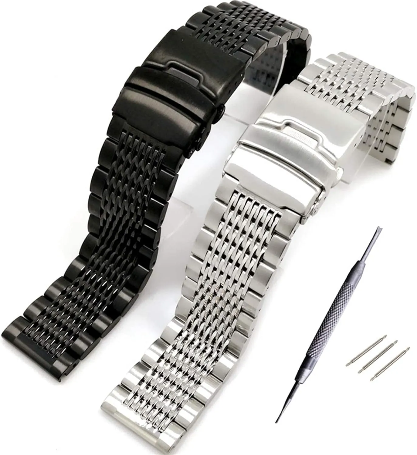 band folding clasp safety watches strap replacement luxury 22/20/24mm solid stainless annually daytime thriller indefinitely instinct excellence steel watch 