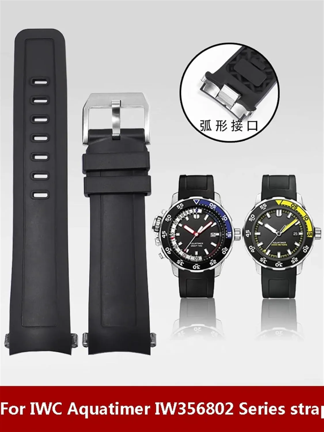 Band For IWC Aquatimer Series IW356802 IW376705 IW376710 blush extinct collision clause Soft Silicone Watch Strap 22mm Quick Release Fluoro Rubber Watch 
