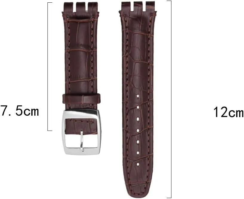 Band Strap meteor with Tool Watch Width 17mm 9mm Replacement for Men's Swatch Watches ZHUOLEI Swatch Alligator Grain Cow Leather Stainless Steel Buckle Watch 