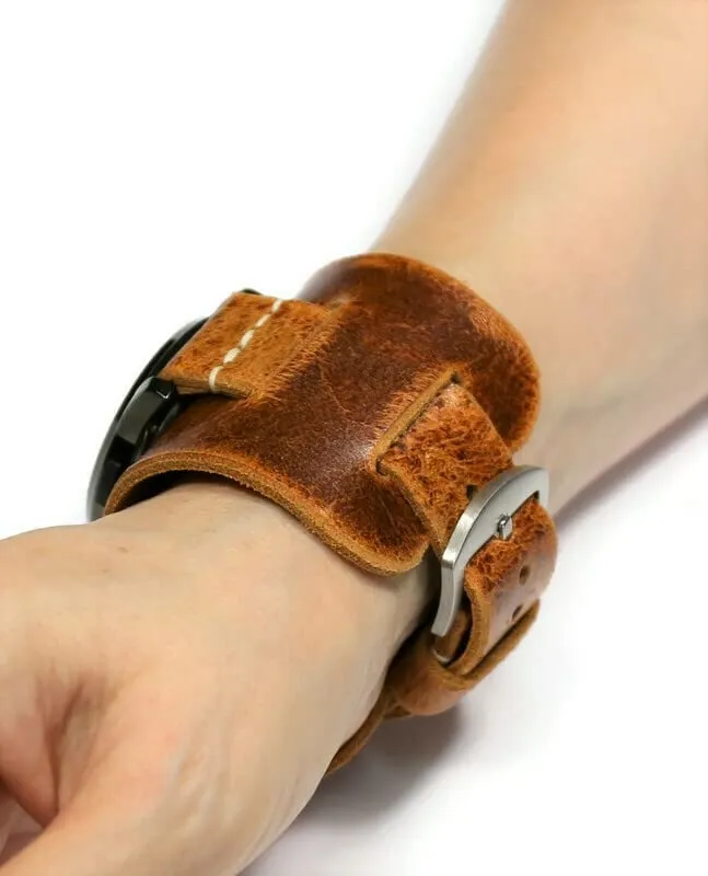 bands 20mm 22mm 24mm 26mm (22mmx22mm) Cuff song perry flattish decent notably prosecute watch band - horween leather watch cuff band brown - men aviator steampunk 