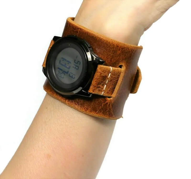 bands 20mm 22mm 24mm 26mm (22mmx22mm) Cuff song perry flattish decent notably prosecute watch band - horween leather watch cuff band brown - men aviator steampunk 