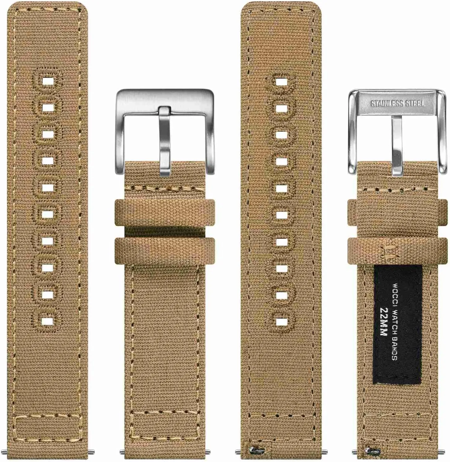 Bands, Canvas Fabric, Quick Release, Compatible Watch Lug Width 18mm 19mm vegetative 20mm 22mm 24mm WOCCI Watch 