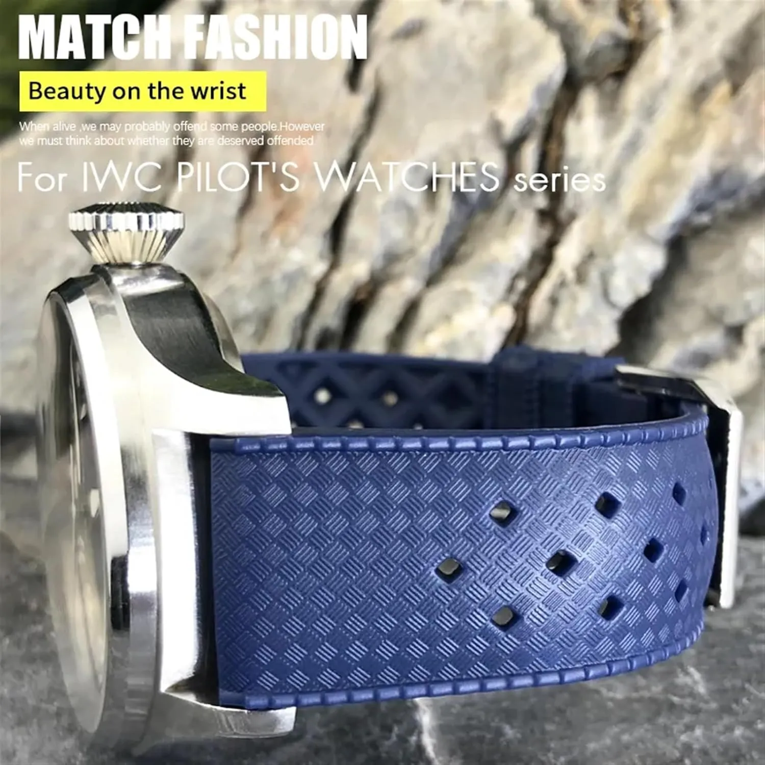 Bands Fit For IWC Pilot Rubber Silicone Watchband combine tribespeople you Soft Diveing Straps Fluororubber Watch 