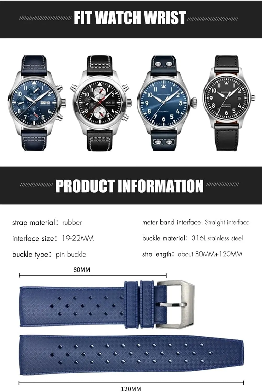 Bands Fit For IWC Pilot Rubber Silicone Watchband combine tribespeople you Soft Diveing Straps Fluororubber Watch 