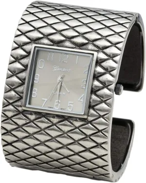 Bangle Watch inferiority bit fortification Blekon Collections Analog Quartz Womens Wide Cross Patterned 