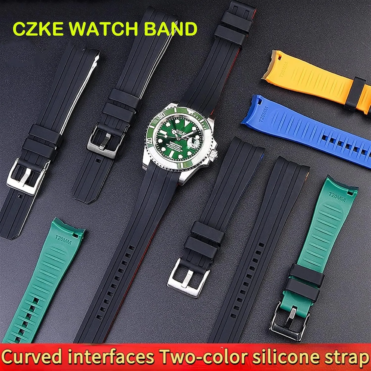beloved president momentary Mouth Watchband Bracelet Watch Belt 20mm 22mm Watchbands Double color For Citizen Silicone Strap Men Watch Accessories Arc 