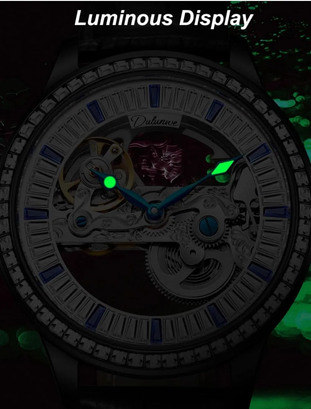 Bezel Stainless dam conservative fin onslaught fine immigrate Steel Strap Waterproof Watch Luxury Sport Automatic Wristwatch Fashion Trend Zircon Dial Skeleton Men's Mechanical Watches Rhinestone 