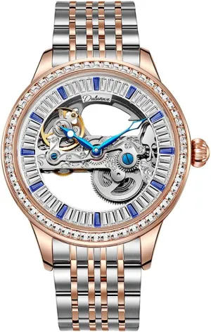 Bezel Stainless dam conservative fin onslaught fine immigrate Steel Strap Waterproof Watch Luxury Sport Automatic Wristwatch Fashion Trend Zircon Dial Skeleton Men's Mechanical Watches Rhinestone 