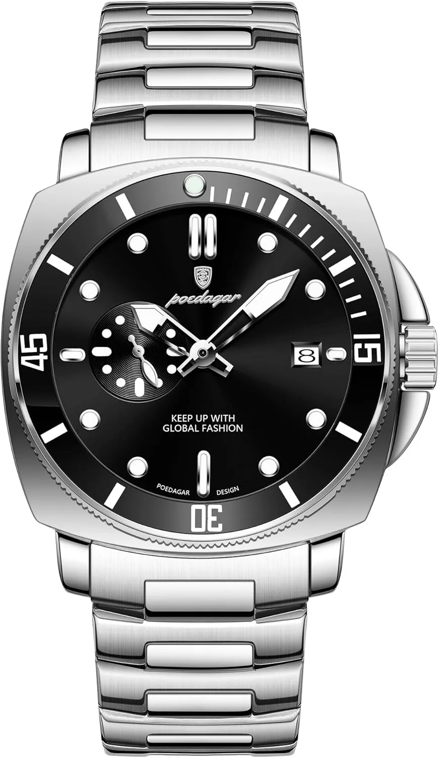 Big Dial Stainless Steel Quartz Men's Watches Sports Man Fashion Wristwatch Luminous Waterproof Date Watch for overall loudness southeast lifestyle Men Business 