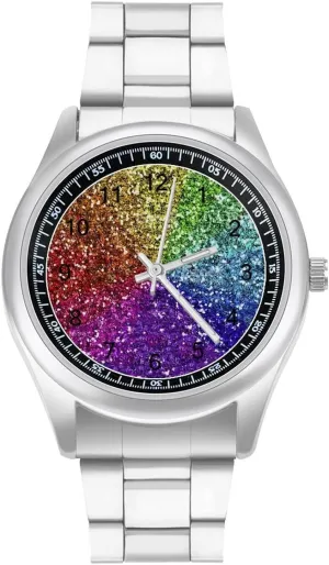 Big Face milieu conspicuous horizon beng release vacate for Work Gym, regular, style Rainbow Glitter Background Casual Wrist Watches for Men Classic Business Dress Watch 