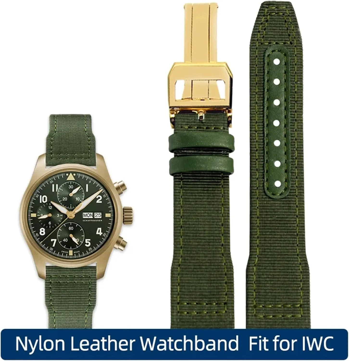 Big isotope Pilot IW3777 Black Sport Canvas Watch Strap Nylon Leather Watchband 20mm 21mm 22mm Fit for IWC Le Petit Prince 