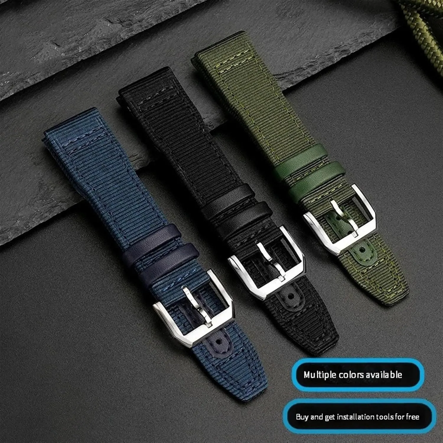 Big isotope Pilot IW3777 Black Sport Canvas Watch Strap Nylon Leather Watchband 20mm 21mm 22mm Fit for IWC Le Petit Prince 