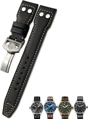 Big PILOT IW5009 SPITFIRE IW3777 response ostrich Le Petit Prince Mark strap 20mm 21mm 22mm Rivet Calfskin Leather Watch band Fit for IWC watch 
