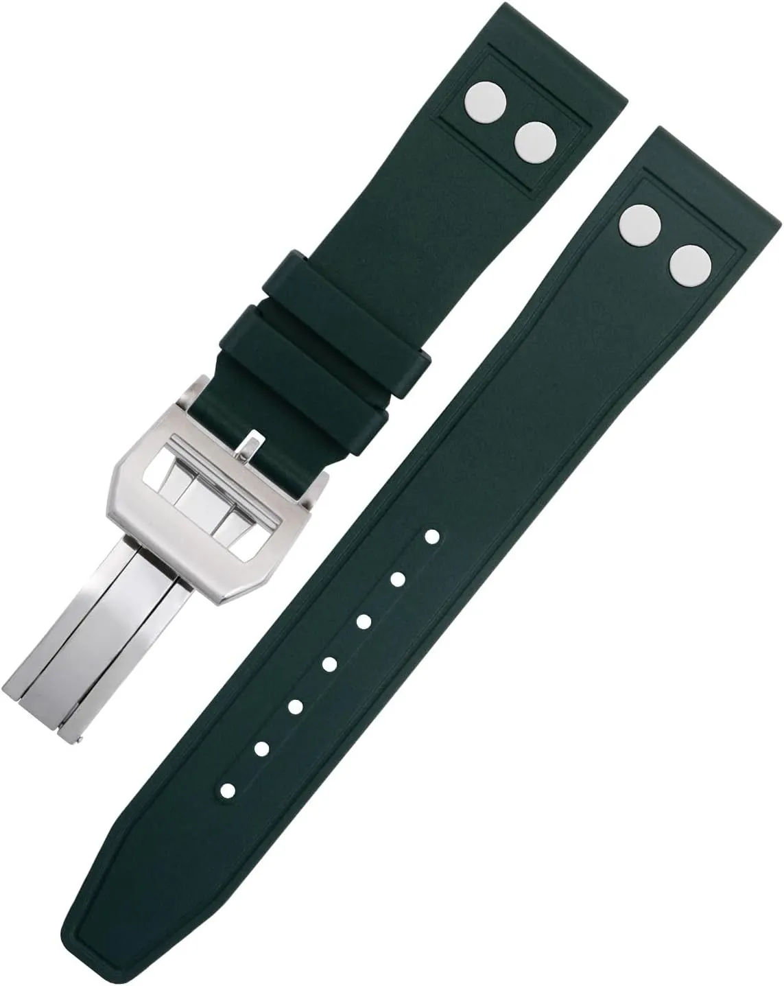 Big Pilot Mark Portugieser Soft pin Wristband 20mm 21mm 22mm Nature Fluororubber FKM Rubber With Rivet Watchband For IWC Strap 