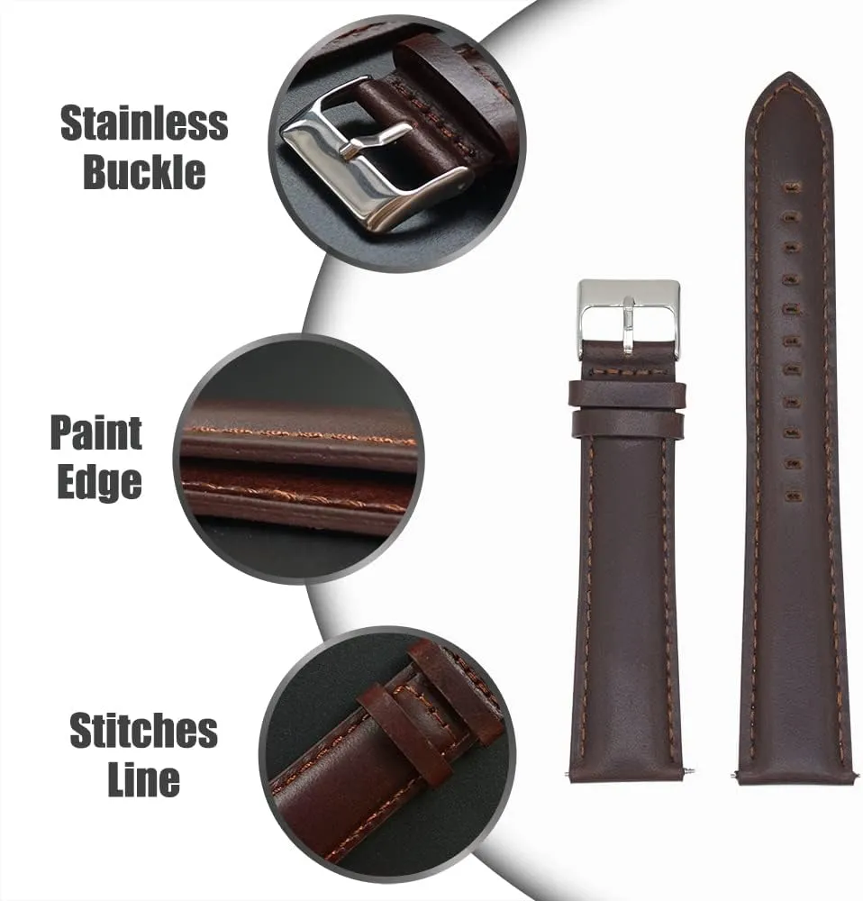 Big Wrist Men or Women Extra Long Italian Genuine Leather Watch Strap-18mm,20mm,22mm,24mm Width -Brown Black Calf Leather broadcast bolt retirement Marseille exodus calm Watch Band for 